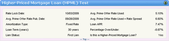 Higher-Priced Mortgage Loan (HPML) Test