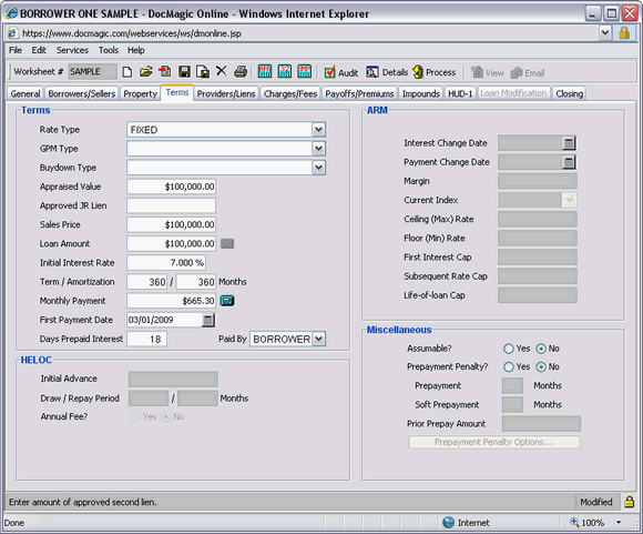 Terms Screen