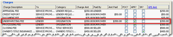 Charges Screen