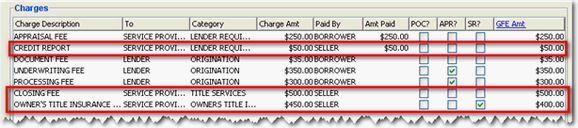 Charges Screen