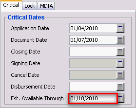 Critical Dates - Est. Available Through
