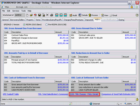 1100. Title Charges - Policy Details (Link)