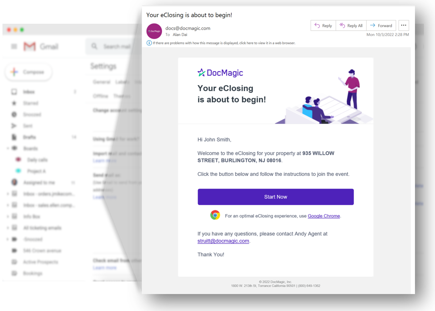 Screenshot of Your eClosing is about to begin!