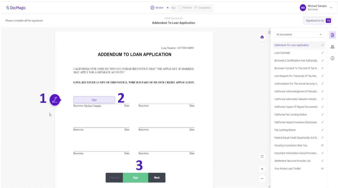 Screenshot of Different Signing Methods