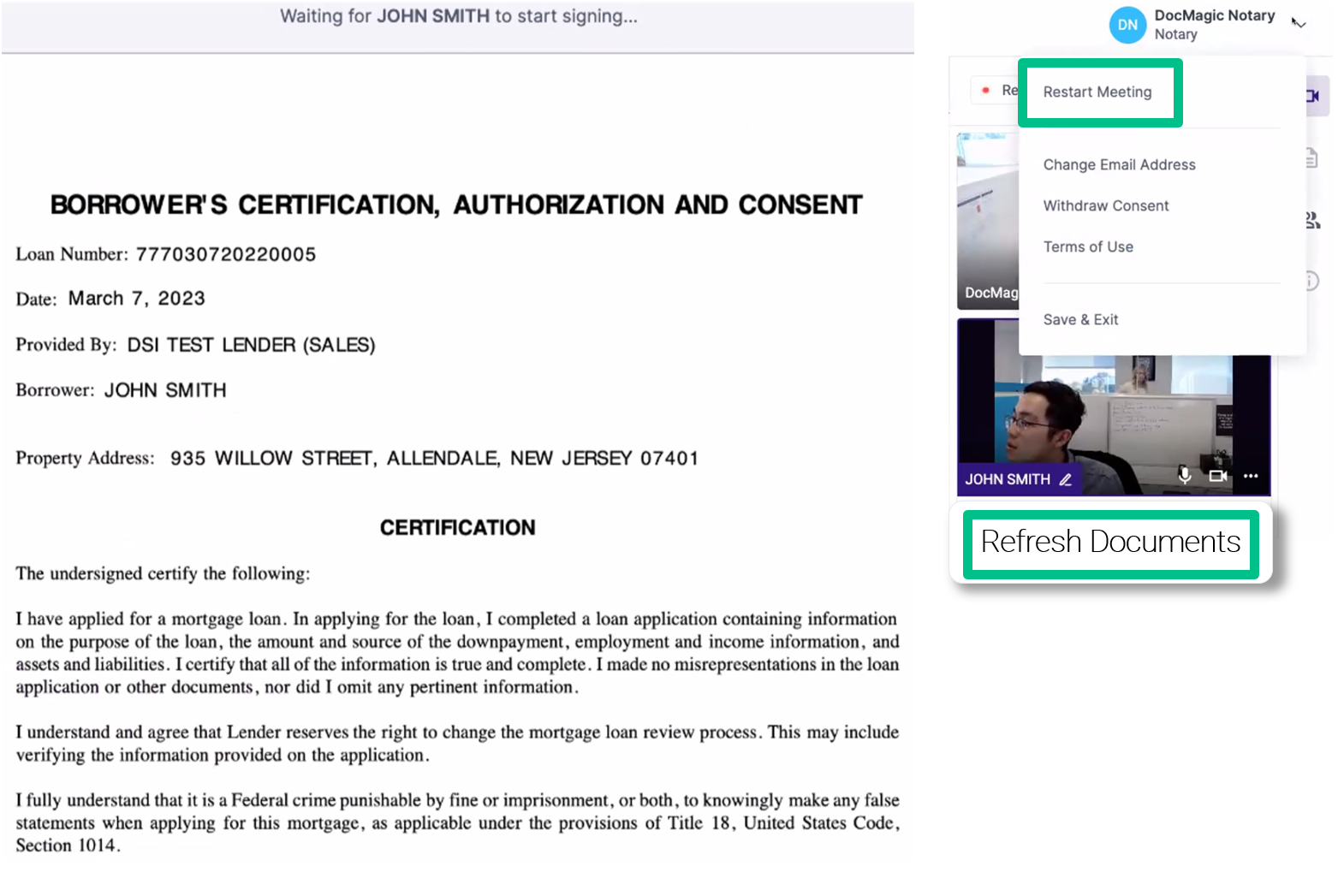 restart meeting vs refresh documents