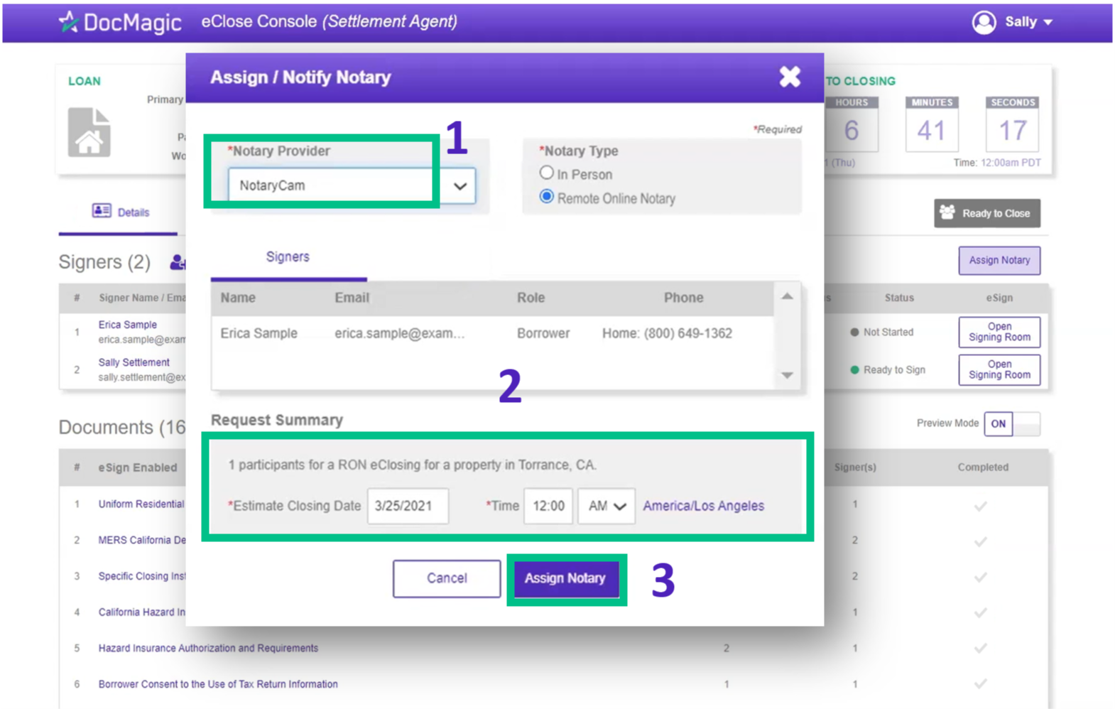 Screenshot of the eSign Console - Add Notary