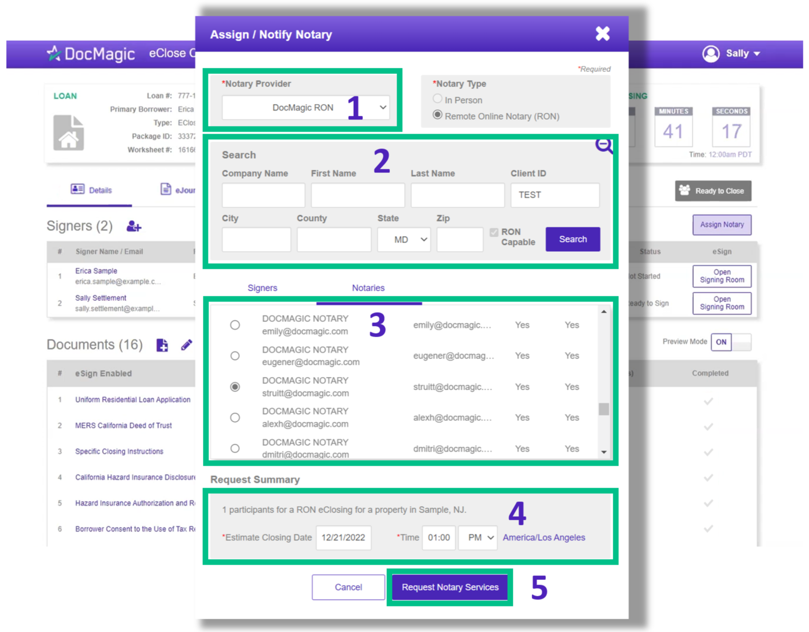 Screenshot of the Settlement Agent Portal Add Notary