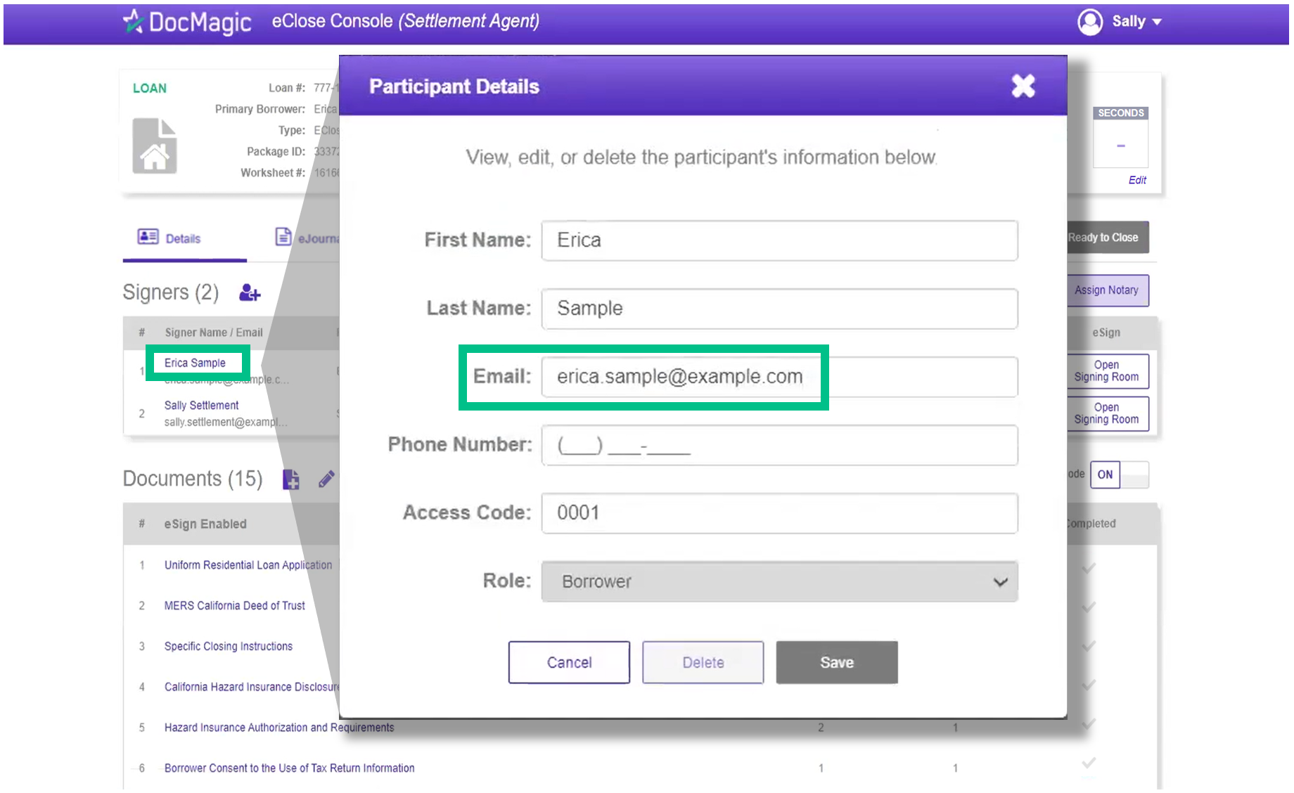 Screenshot of the Settlement Agent Portal Add Signer