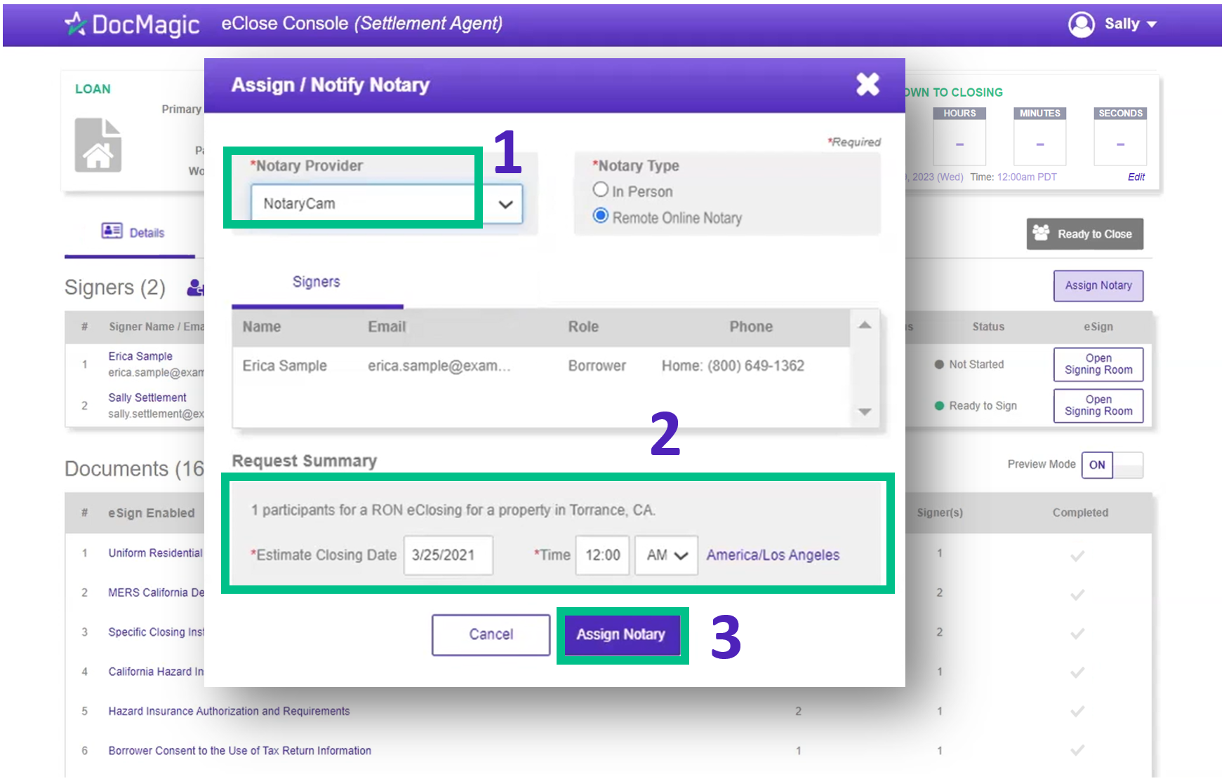 Screenshot of the eSign Console - Add Notary