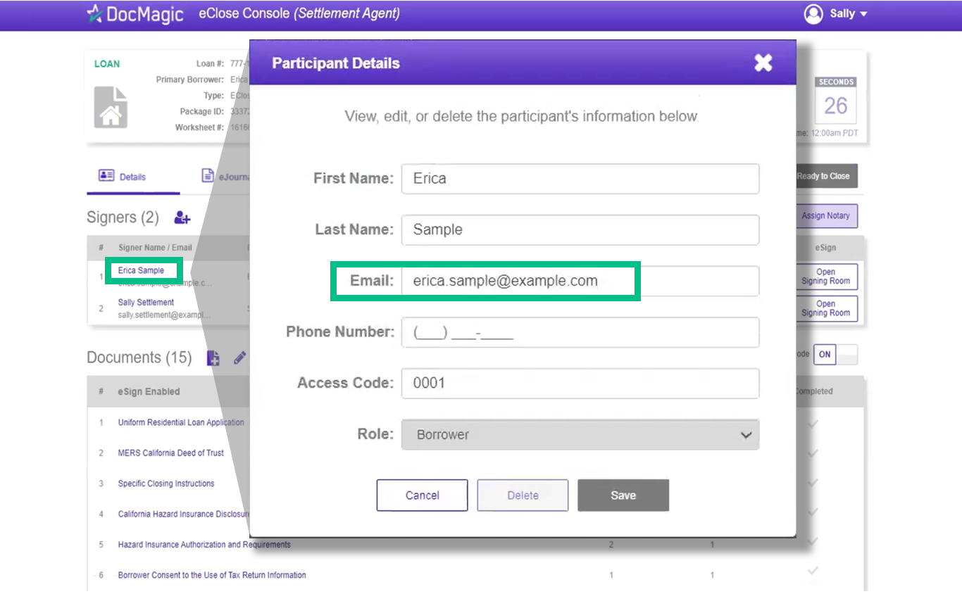Screenshot of the Settlement Agent Portal Add Signer