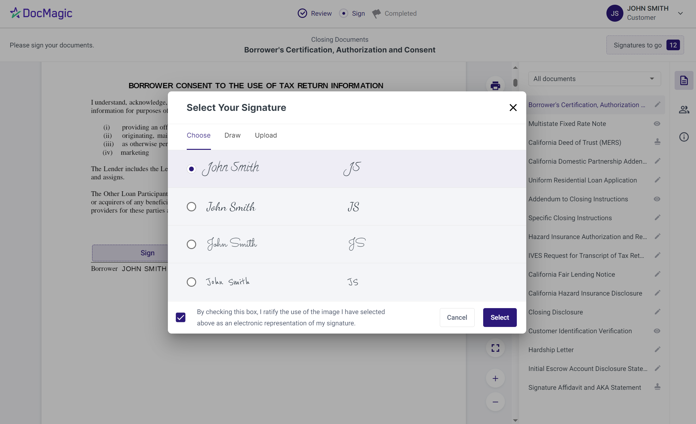 Select Your Signature