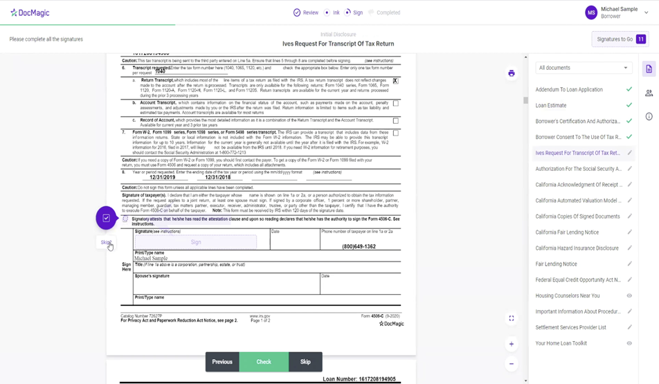 Screenshot of checkmark box