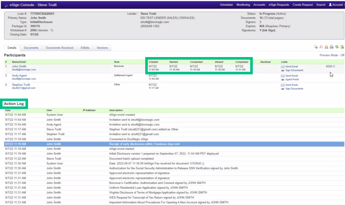 Screenshot of the eSign Console - Details Tab